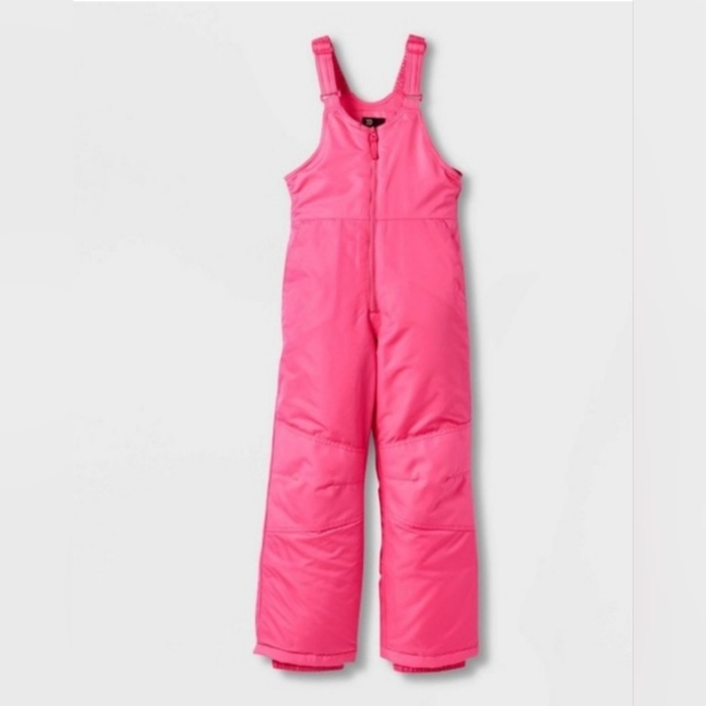 All In Motion Kids Pink Snow Bib Overalls with Front Adjusting Straps.